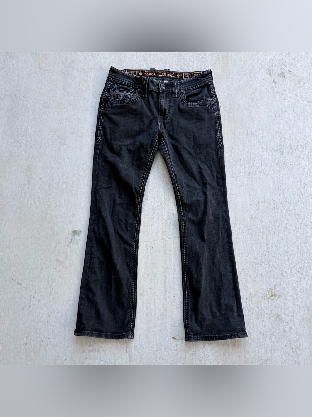 Rock Revival Baden Slim Boot Stretch Jeans Men Size 32x32 Black